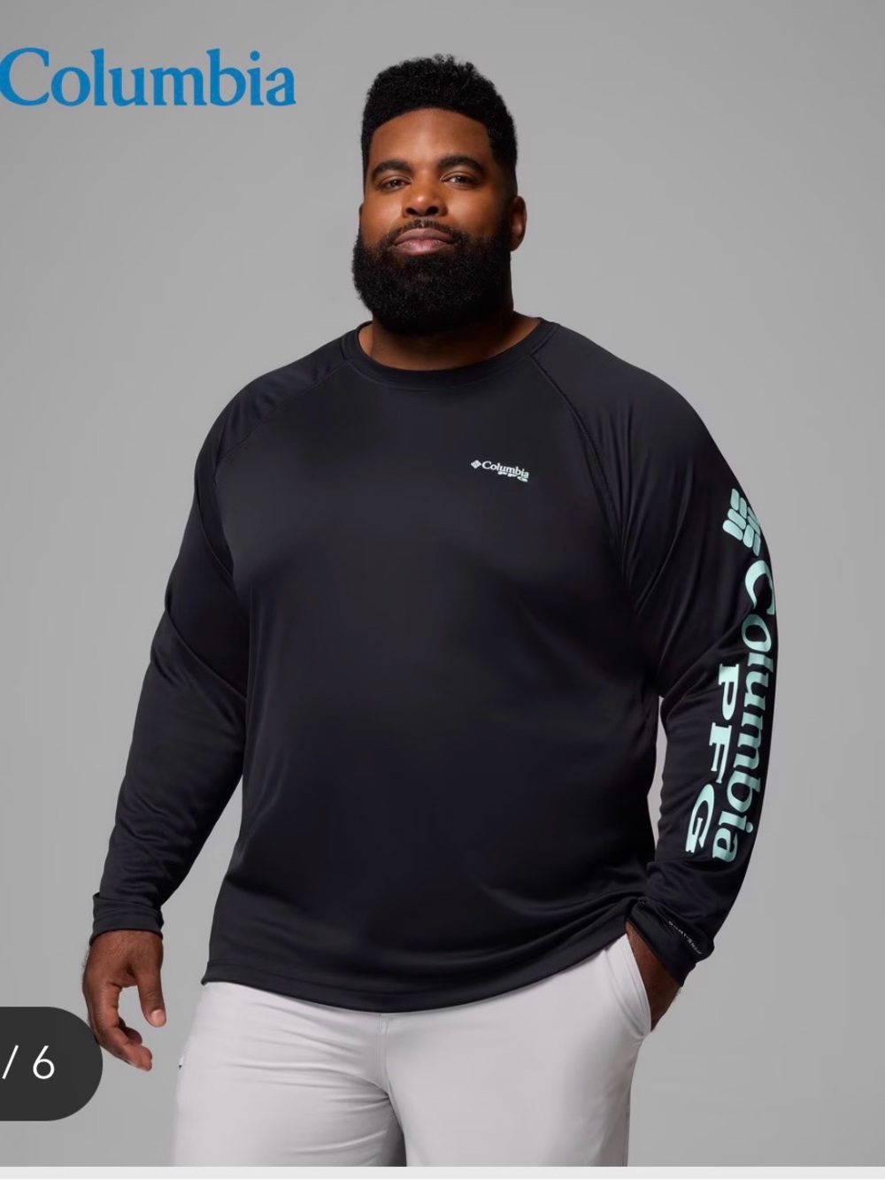 Columbia Men’s Black Long-Sleeve Rash Guard with Teal Sleeve Logo